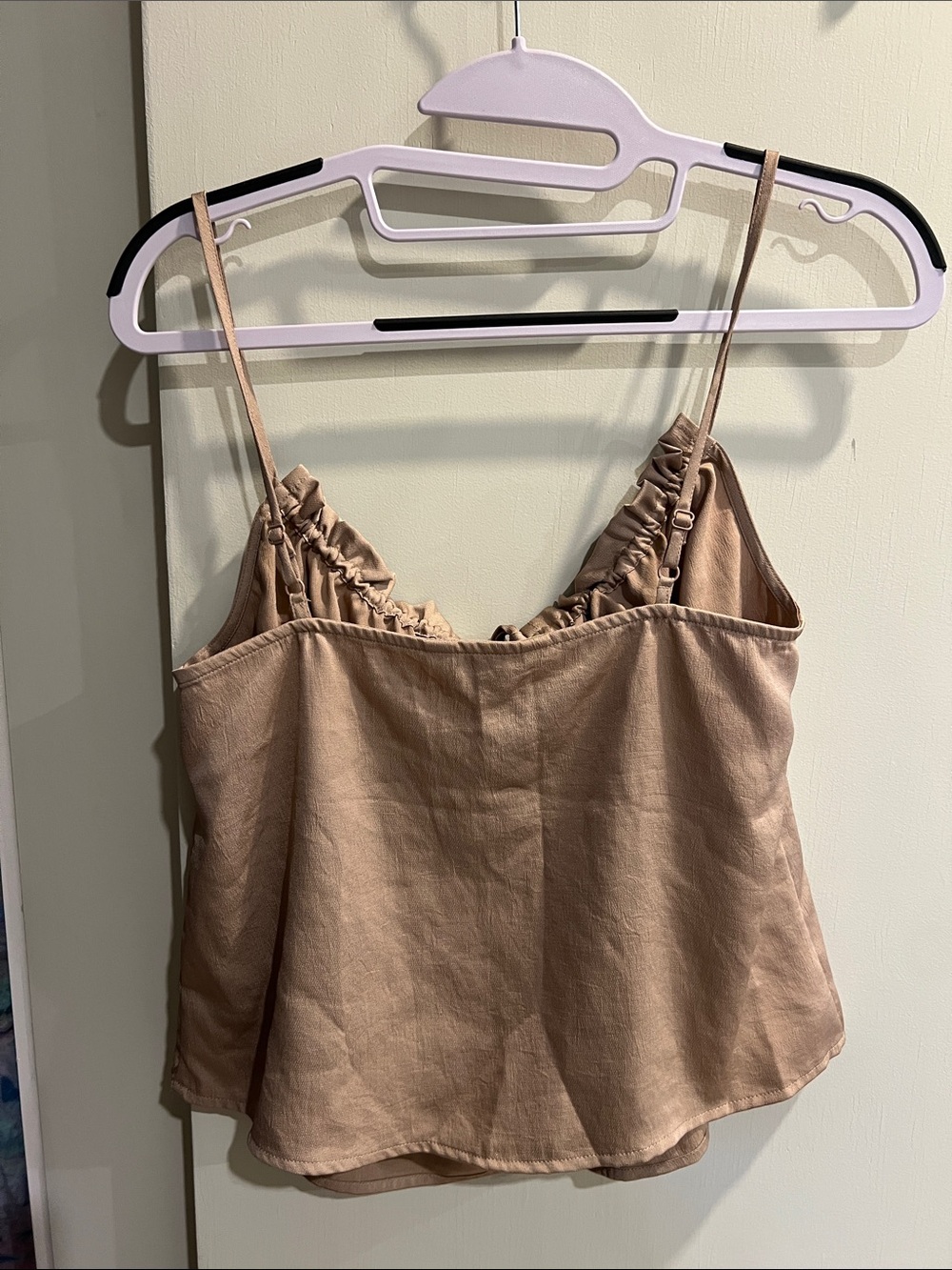 Express Tan Ruffle-Trim Spaghetti Strap Cami - Picture 2 of 3